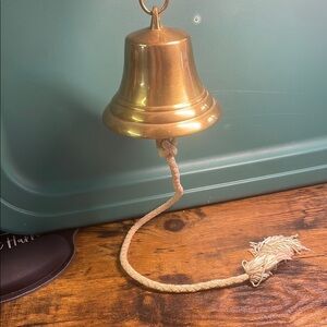 Solid Brass Hanging Dinner Bell with Rope